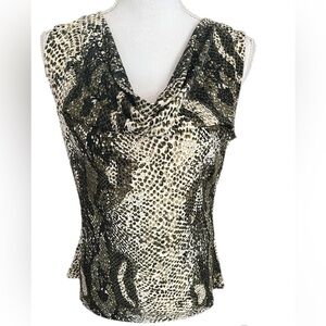Laura Scott Women’s Sleeveless Top Cowl Neck Size Medium Green/black/white
